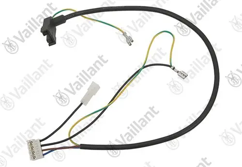 Vaillant Zündkabel mit mehreren Kabelverbindungen und Steckern, eingesetzt in Heizungsanlagen. Kabel in verschiedenen Farben für spezifische Verbindungen.